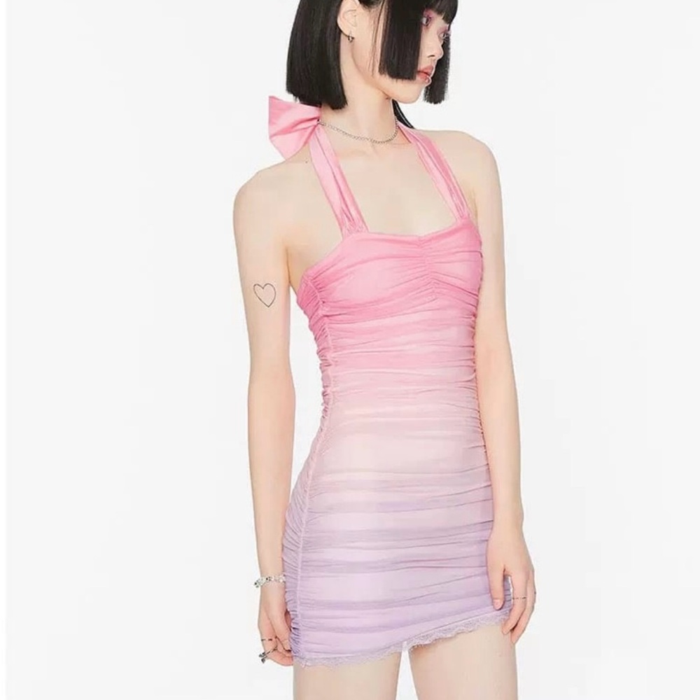 Elegant Pink Halter Dress